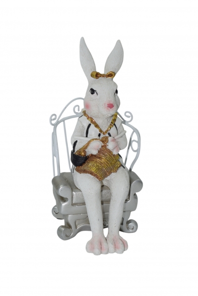 LADY RABBIT ΣΕ ΠΟΛΥΘΡΟΝΑ 11.5*13*26cm ΛΕΥΚΟ/ΧΡΥΣΟ