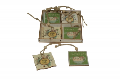 ΠΑΚΕΤΟ ΚΑΡΤΕΛΑΚΙΑ ΞΥΛΙΝΑ EASTER DAY 13.5*13.5CM S/12 ΠΡΑΣΙΝΟ