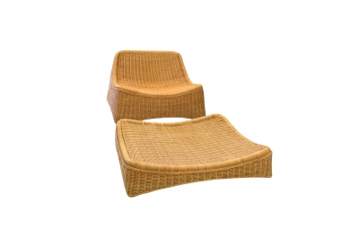 LEISURE CHAIR/PEDAL 69*75*55CM/80*69*17CM PE RATTAN