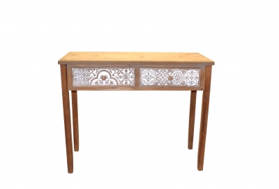 ΤΡΑΠΕΖΑΚΙ 2 ΣΥΡΤΑΡΙΑ ΞΥΛΙΝΟ 101x40x82cm ΦΥΣΙΚΟ/ΛΕΥΚΟ ΣΧΕΔΙΟ