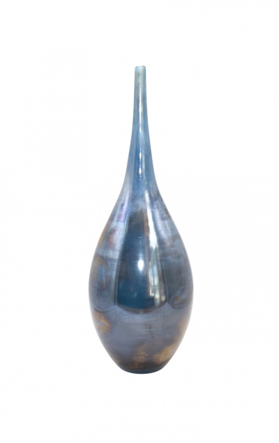 ΓΥΑΛΑ ΒΑΖΟ 18*18*52CM BRONZE/ΜΠΛΕ