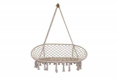ΚΑΘΙΣΜΑ ΚΟΥΝΙΑ 2 ΑΤΟΜΩΝ MACRAME 130x80x120cm CREAM(cap.240KG)