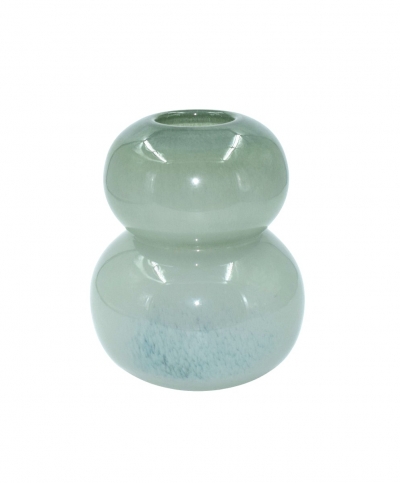 GLASS VASE 25*31CM DOUBLE BUBBLE POWDER BLUE