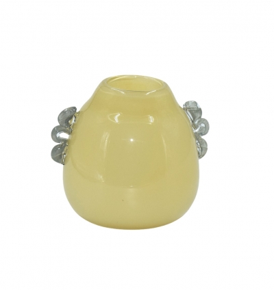GLASS VASE MULTICOLOR HANDLES 18.5X16.5X17.5CM CREAM YELLOW