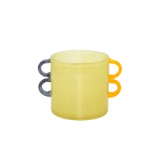 GLASS VASE MULTICOLOR HANDLES 22*15*14.5CM CREAM YELLOW