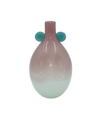 GLASS VASE MULTICOLOR HANDLES 20*20*34.5CM GRADIENT PINK