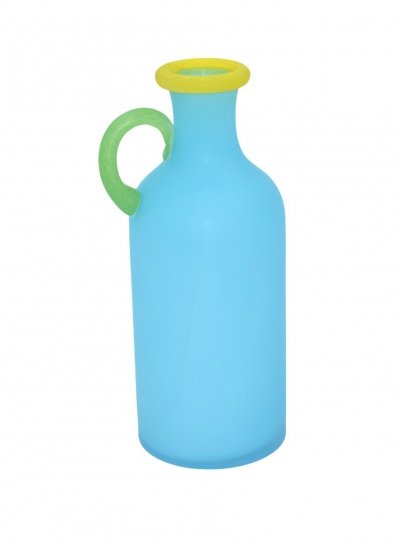 GLASS BOTTLE MULTICOLOR HANDLES 14*12*31CM BLUE
