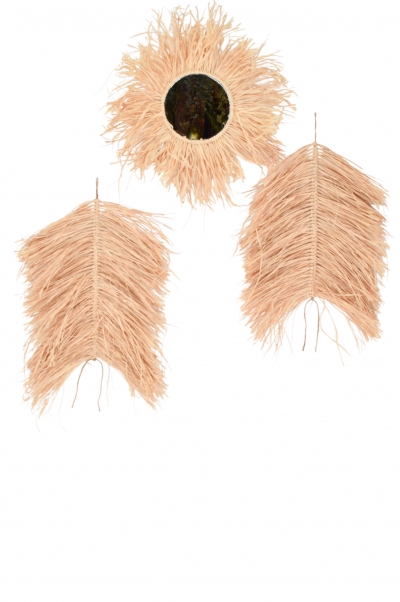 S/3 ΔΙΑΚΟΣΜΗΤΙΚΟ ΤΟΙΧΟΥ ΦΥΛΛΑx2/ΚΑΘΡΕΦΤΗΣ MOROCCAN STRAW