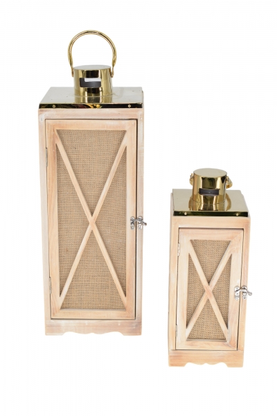 ΦΑΝΑΡΙ S/2 ΞΥΛΟ/ΜΕΤΑΛΛΟ 20*53 14*36CM NATURAL/GOLD/JUTE