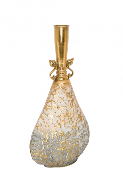 ΜΕΤΑΛΛΙΚΟ ΒΑΖΟ MINOAN 37*13*H.68CM GOLD/PATINA BLUE