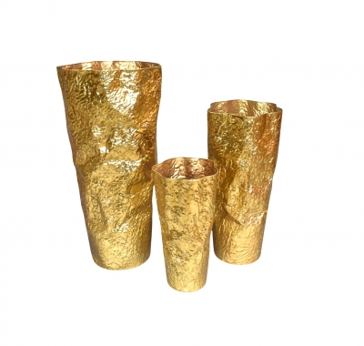 SET/3 ΜΕΤΑΛΛΙΚΟ ΒΑΖΟ CURVES 41.3*39.4*83.8/ 31.8*31.1*66.7/ 22.9*24.8*48.9CM GOLD