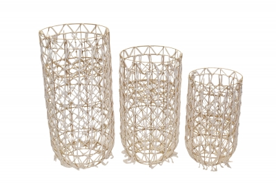 SET/3 ΚΑΣΠΩ FLOWERPOT ΣΥΡΜΑ 32*70/29*59/25*50CM NATURAL