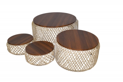 SET/4 COFFEE TABLE 70*35/55*30/40*17/40*17CM PAPER ROPE CREAM