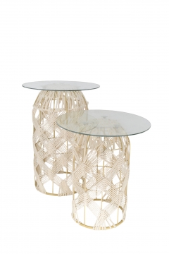 SET/2 COFFEE TABLE �������/����� 45*56/40*47CM CREAM