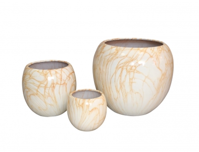 SET/3 ΚΑΣΠΩ MARBLE H:40/29/19CM BEIGE