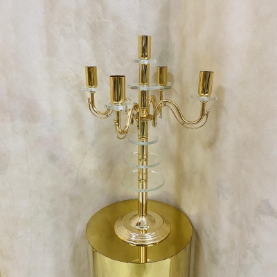 ΜΕΤΑΛΛΙΚΟ ΚΗΡΟΠΗΓΙΟ 5 DINNER CANDLES 28*52CM PLEXI/GOLD