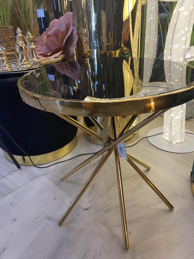 ΜΕΤΑΛΛΙΚΟ ΤΡΑΠΕΖΑΚΙ ΣΤΡΟΓΓΥΛΟ 49.5*49CM GOLD/BLACK