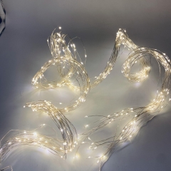 MICROLED CURTAIN x 10 STRINGS 3*2M 400LED SILVER STEADY WARM WHITE IP44