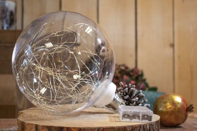 μπαλα διαφανη κρεμαστη 20cm 100led copper μπαταριασ(3xaa)