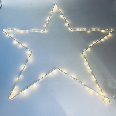 micro led metal star d50cm 100led white/silver steady warm white ip20 3aa