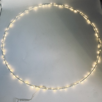 micro led metal circle d50cm 100led white/silver steady warm white ip20 3aa
