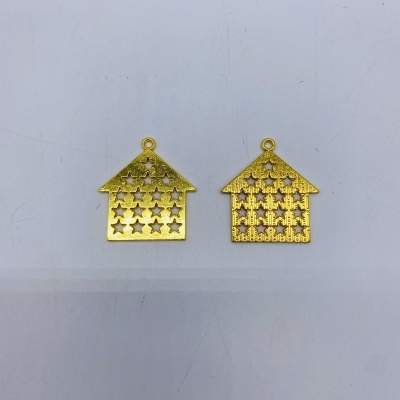 μεταλλικο σπιτακι/αστερια 30mm χρυσο 5 τεμαχια