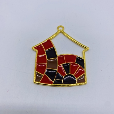 μεταλλικο σπιτακι/ματια κυβιστικο 44.4*50mm μπορντω 1 τεμαχιο