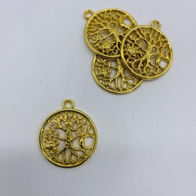 ΜΕΤΑΛΛΙΚΟ ΜΕΝΤΑΓΙΟΝ ΔΕΝΤΡΟ ΖΩΗΣ 25*30MM ΧΡΥΣΟ 10τεμ