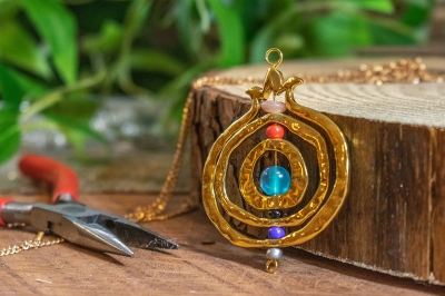 ΜΕΤΑΛΛΙΚΟ ΡΟΔΙ ΧΡΥΣΟ 50mm ΜΠΛΕ/ΚΟΚΚΙΝΗ ΧΑΝΤΡΑ 1τεμ