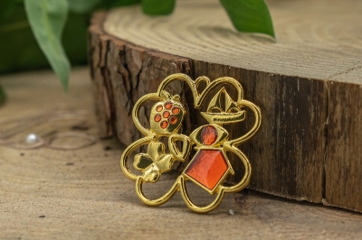 μεταλλικο τετραφυλλο χρυσο 50mm σχεδια σμαλτο 1τεμ