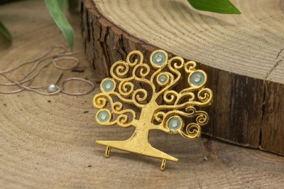 μεταλλικο δεντρο ζωης χρυσο 65mm σμαλτο σιελ 1τεμ