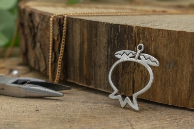 μεταλλικο ροδι ασημενιο 35mm με φυλλα 1τεμ