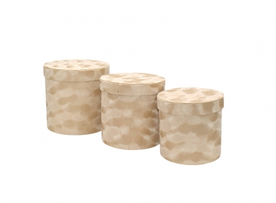 FLOWER BOX ΚΥΛΙΝΔΡΙΚΑ S/3 VELVET 19.5x19cm BEIGE