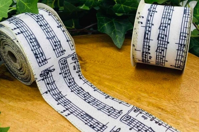 κορδελα χρ. νοτες 6.4*10 yards white/black