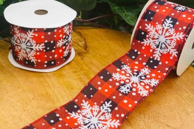 κορδελα χρ. καρω με νιφαδα 6.4*10 yards red/black