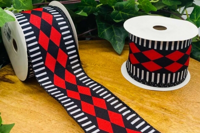 κορδελα χρ. ρομβοι 6.4*10 yards red/black
