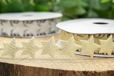 κορδελα γιρλαντα 18mm x 10y χρυσα αστερια