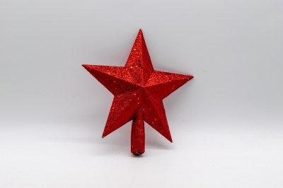 κορυφη δεντρου αστερι 20cm glitter κοκκινο