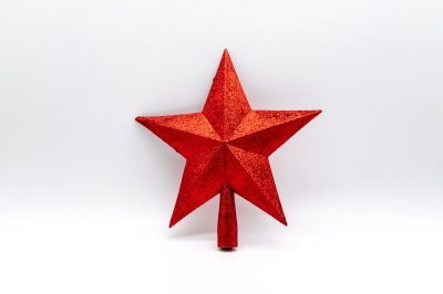 κορυφη δεντρου αστερι 25cm glitter κοκκινο