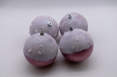 πακετο s/4 χρ.μπαλες/κρυσταλλακια 10cm mauve