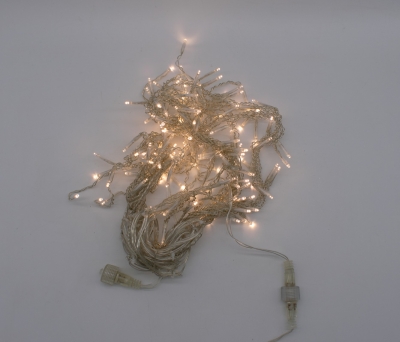 λαμπακια 144 led βροχη ip44(επεκτασηx3)/300x60cm/διαφανο καλωδιο/warm white