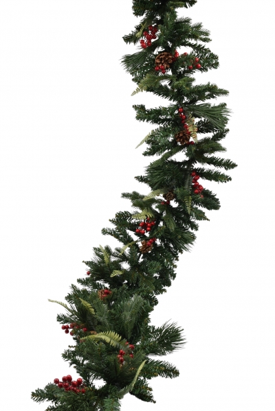 χρ.γιρλαντα dark green berries/κουκουναρια 200cm 192tips pe/pvc