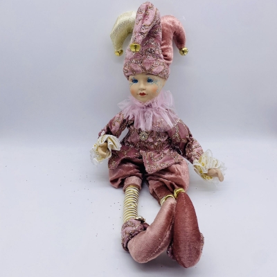 αρλεκινος music elf 45cm dusty pink/gold