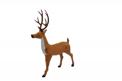 ελαφι με γουνα 75cm καφε/λευκο