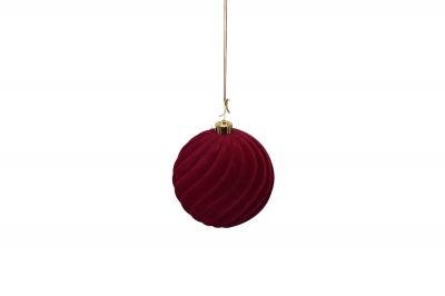 20cm χρ.μπαλα velvet αθραυστη flocked oxblood