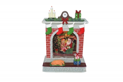 χρ.παρασταση santa`s fireplace 18*10*26cm light/music usb