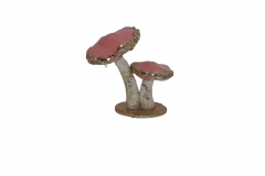 S/2 velvet mushrooms with beads 14.5*10.5*15cm pink