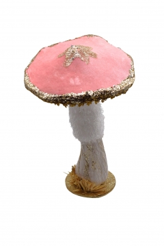 velvet mushroom with beads 27*26.4*42cm peach pink