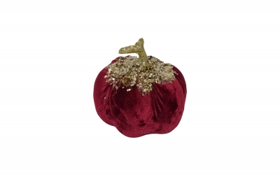 velvet pumpkin with beads 13*13cm bordeaux