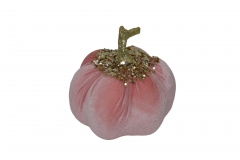 velvet pumpkin with beads 13*13cm peach pink